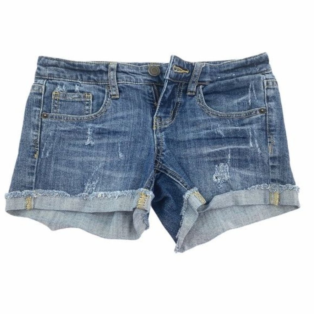 Mossimo Denim  Jean Shorts Bootie Pockets Rolled cuffs Lacy Jr Sz 3